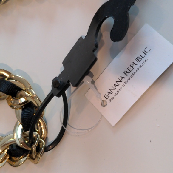 Banana Republic belt gold metal black ribbon - Picture 3 of 6